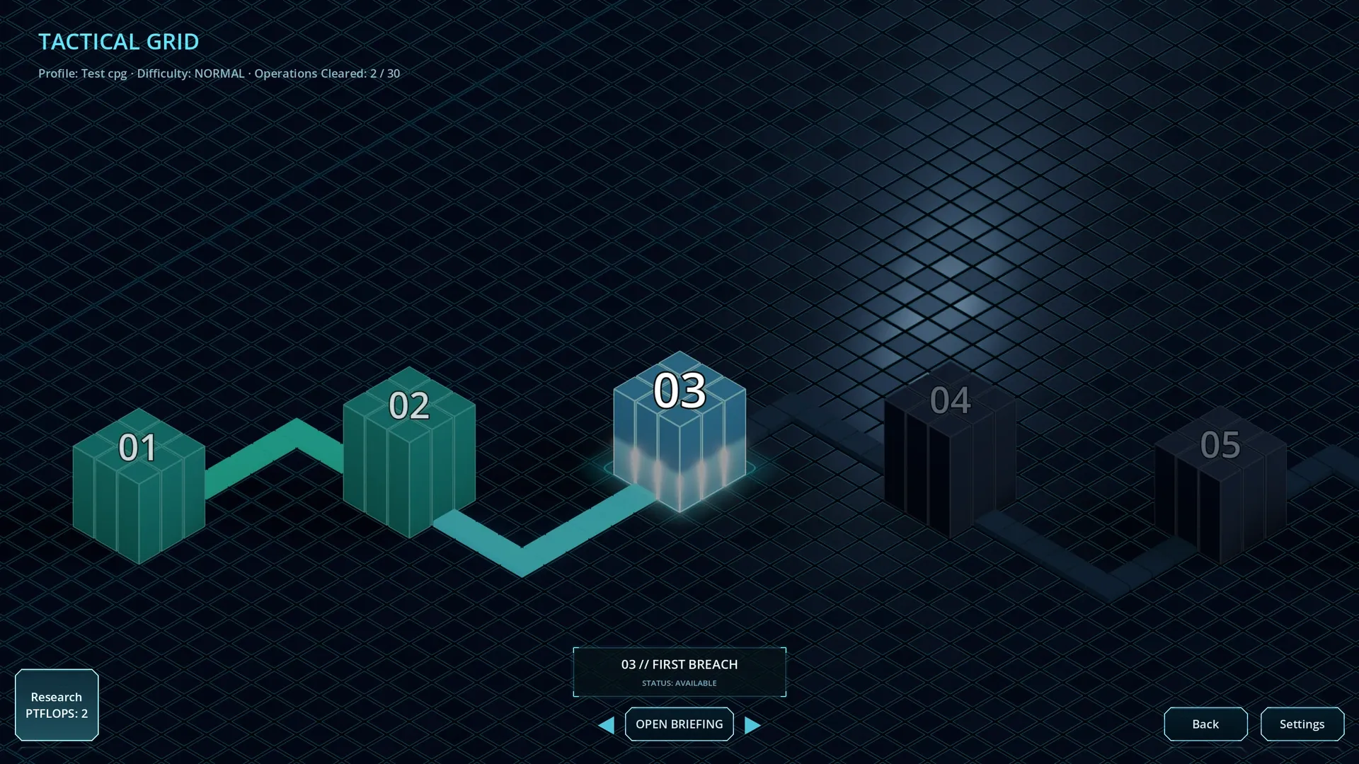 The tactical campaign grid with connected operation nodes.